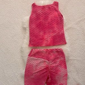 TikTok yoga set, Large, pink tie dye